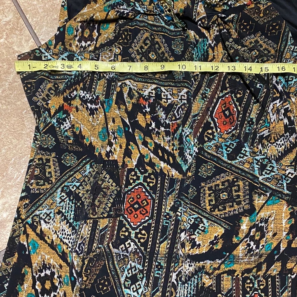 Denim 24/7 Vibrant Patterned Sleeveless 1X Maxi Dress Boho Hippie Summer Fall - Picture 9 of 10